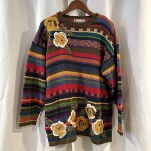 Vintage KnittinG Needles Sweater‎ Multicolor Women Knit Sz Large